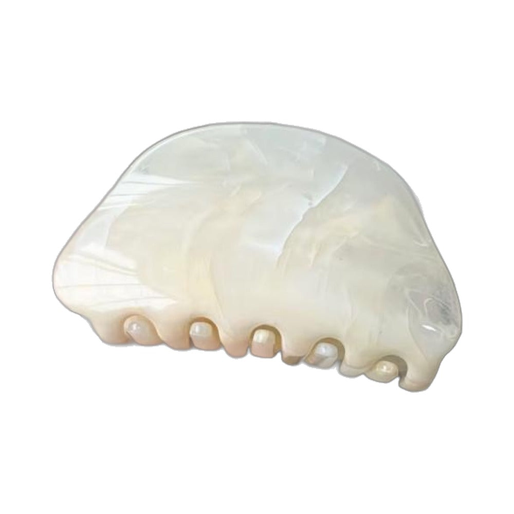 Marble Claw Clip in White